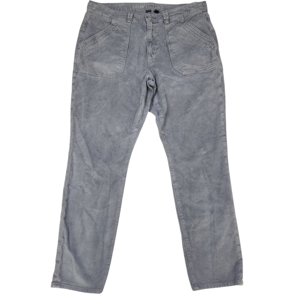 American Eagle Stretch Corduroy Pants‎ Sz 18 Classic Skinny Gray Retro Y2K
